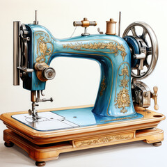 watercolor Sewing Machine clipart, Generative Ai