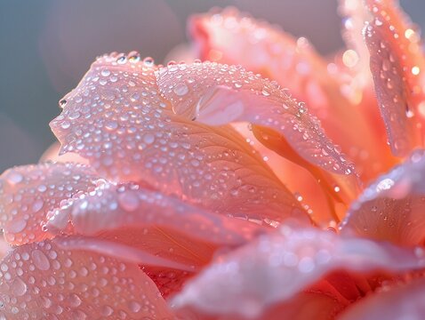 Petal surface micro texture, dewdrops glistening, soft morning light, ultra close-upclose up