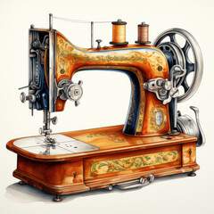watercolor Sewing Machine clipart, Generative Ai