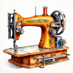 watercolor Sewing Machine clipart, Generative Ai