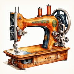 watercolor Sewing Machine clipart, Generative Ai