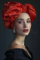 beautiful woman with a red turban,generative ai