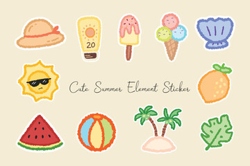 Summer Cute Crayon Doodle Element