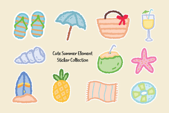 Summer Cute Crayon Doodle Element