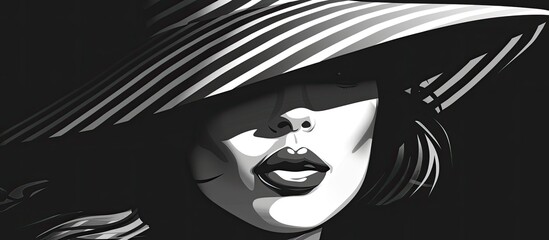 Stylish woman wearing a wide-brimmed hat and bold lipstick, exuding confidence and elegance
