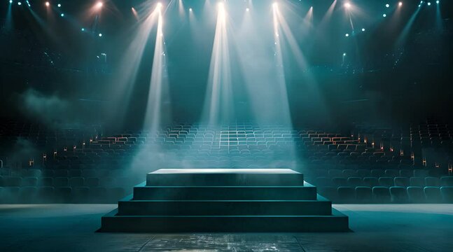 stage with lights and seating
