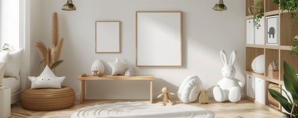 Mockup posters in child room interior, Scandinavian style children room