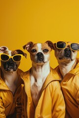 Three dogs wearing sunglasses, perfect for pet lovers