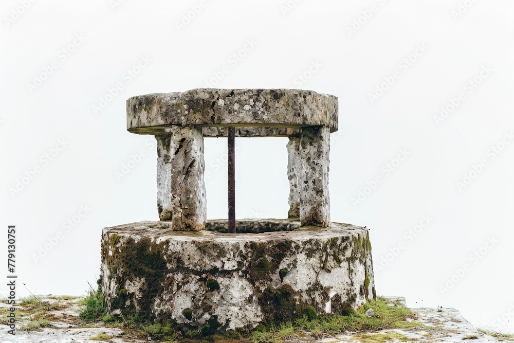 Poster A stone structure with a window on top of a hill. Suitable for architectural design concepts