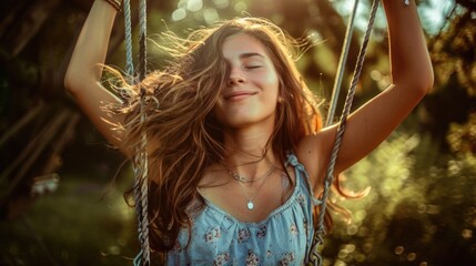 A young woman enjoying a swing, suitable for lifestyle and leisure concepts
