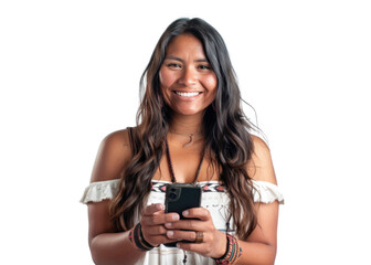 Native American Woman with Smartphone