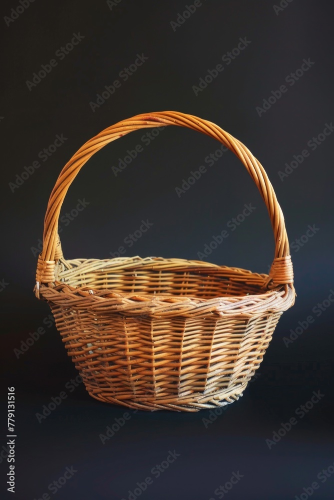 Aufkleber a wicker basket on a dark backdrop, suitable for various design projects