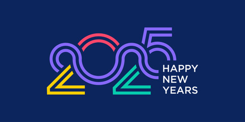 Happy new year 2025 design vector. colorful and trendy new year 2025 logo design template