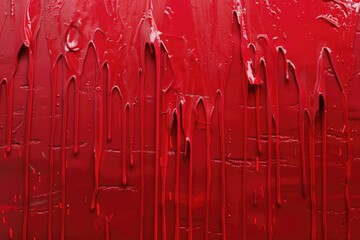 Red paint dripping down a wall, suitable for backgrounds or textures