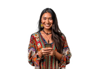 Native American Woman with Smartphone
