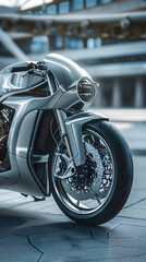 Peerless Champion of Speed - Silver Motorcycle in an Urban Setting