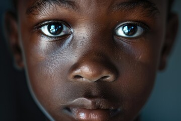 Close up shot of a child's face with blue eyes. Perfect for educational materials or parenting blogs