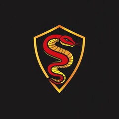 Red and yellow snake emblem on a black background. Suitable for logos or branding projects