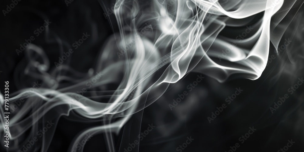 Poster close up view of smoke on a black background. perfect for adding mystery and drama to your design pr