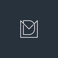 DM or MD monogram logo minimalist outline style - black and white - obrazy, fototapety, plakaty