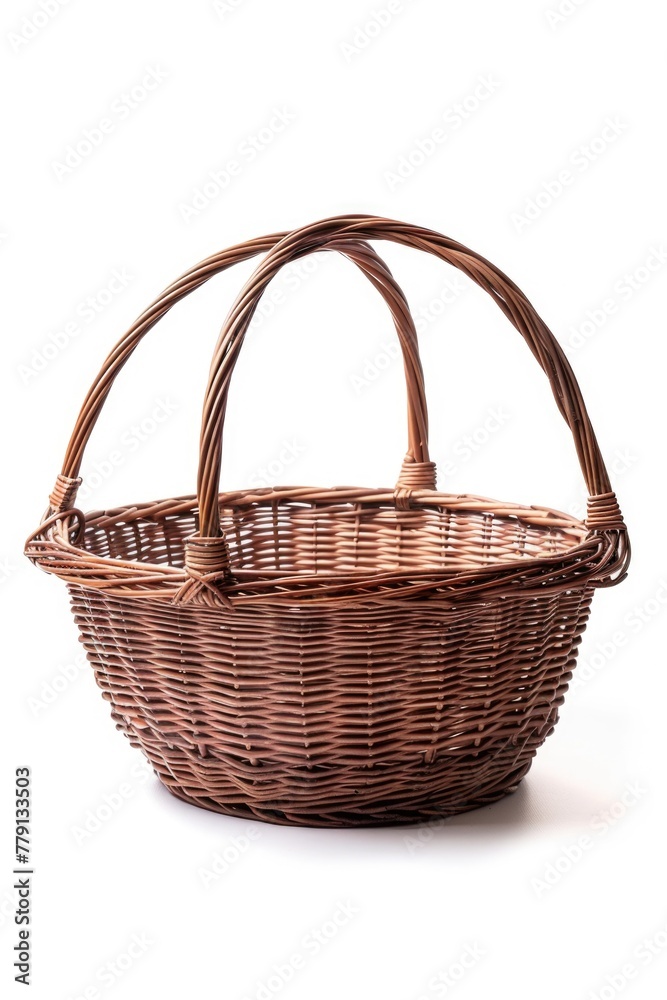 Aufkleber a simple wicker basket on a plain white background. suitable for various product displays