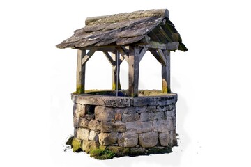 A picturesque well covered in moss, perfect for rustic designs