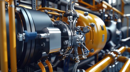 Detailed view of a machine in a factory, suitable for industrial concepts