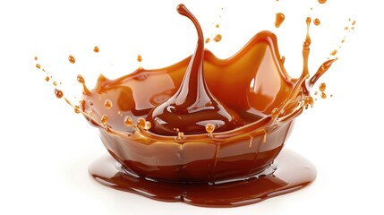 A splash of chocolate on a clean white background. Perfect for food and dessert concepts