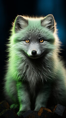 The arctic fox's eyes reflect the magical dance of the Northern Lights