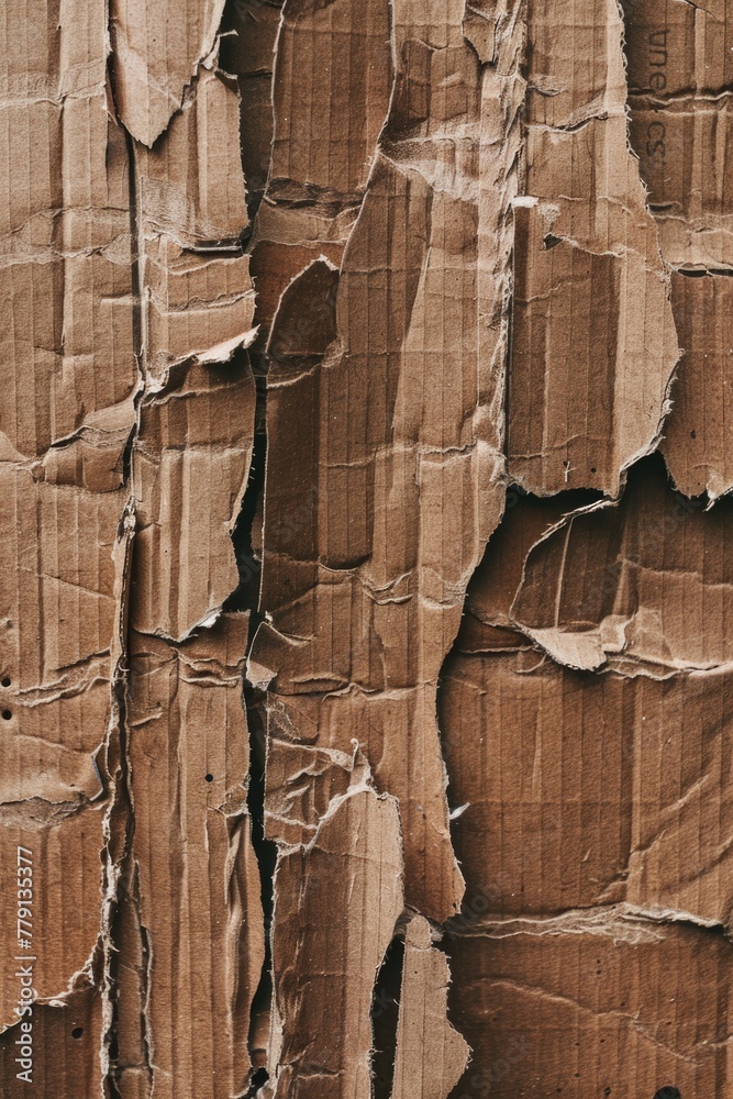 Poster close-up of a weathered cardboard wall, suitable for background use