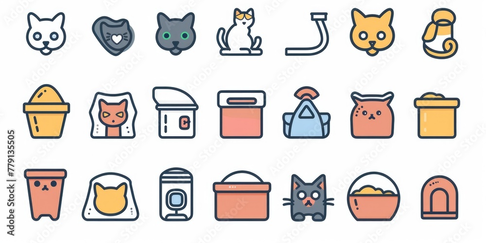 Poster a collection of cat and dog icons suitable for various projects