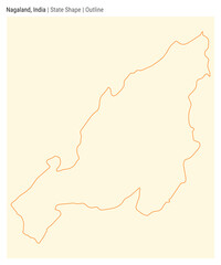 Nagaland, India. Simple vector map. State shape. Outline style. Border of Nagaland. Vector illustration.
