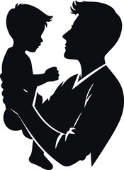 Fathers day silhouette vectors, white background
