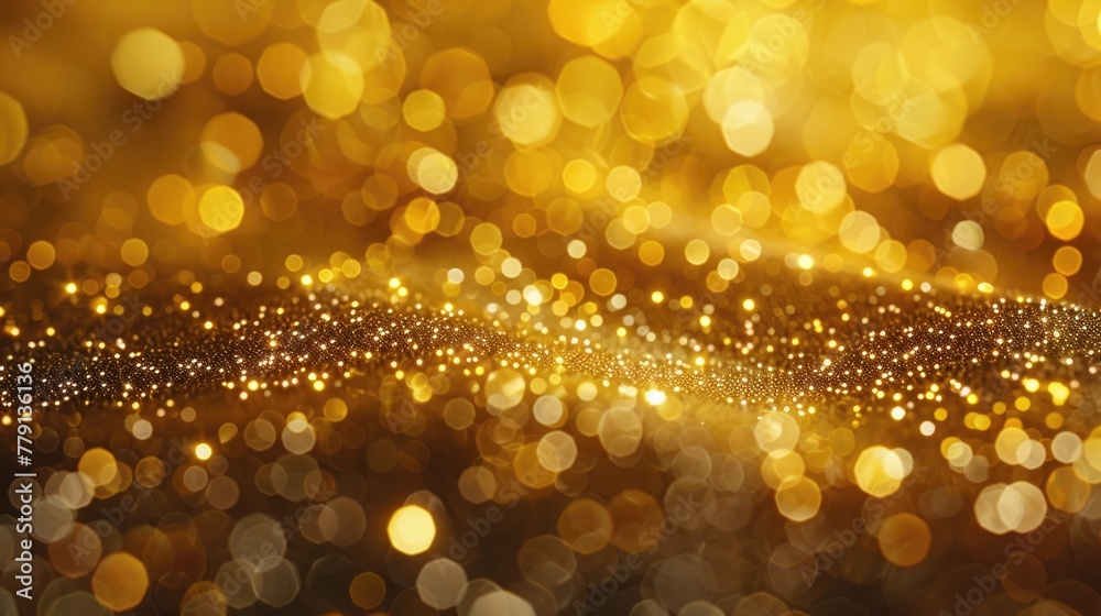 Poster a vibrant gold background with an abundance of sparkling lights. ideal for festive designs