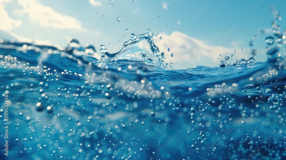 Poster a detailed close up of a wave in the ocean. ideal for nature and travel concepts