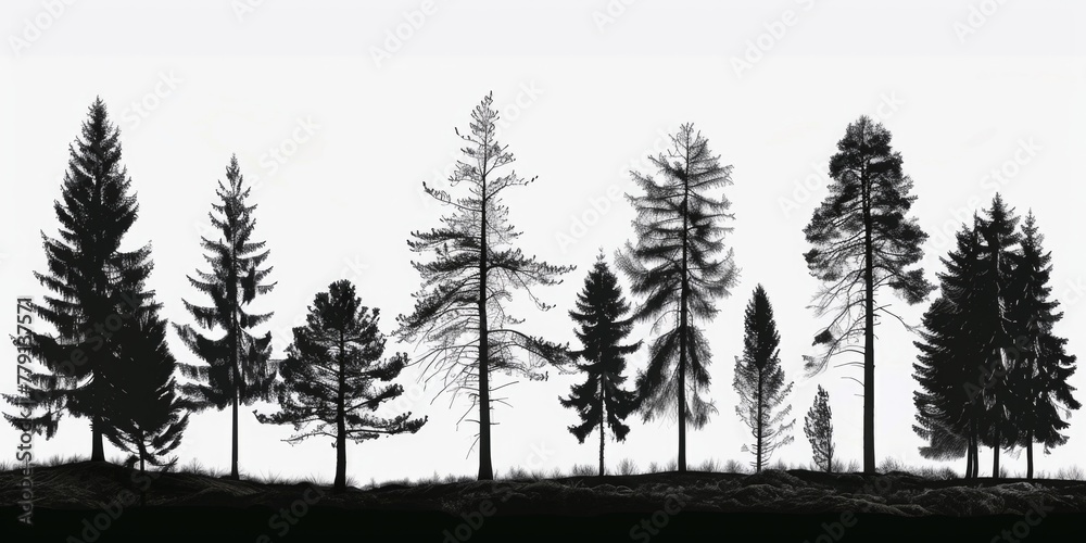 Poster A monochromatic image of a row of trees, suitable for various projects