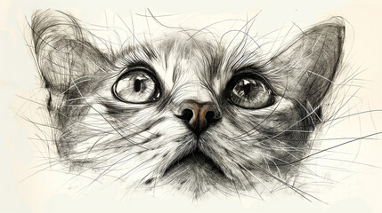A hyper realistic artistic depiction of a cat meticulously drawn with pencil capturing intricate details - 779137931
