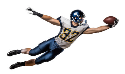 Wide Receiver american football player leap jump to catch a ball