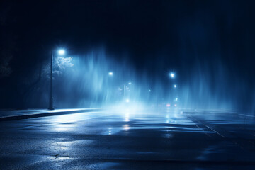 Neon-Lit Urban Night: Moody Street Scene with Reflections