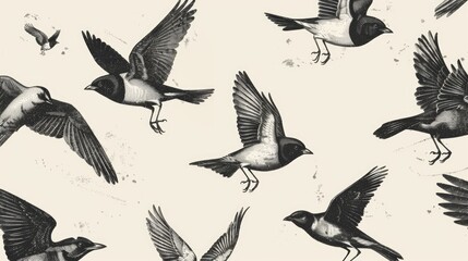 A flock of birds flying through the air. Suitable for nature and wildlife concepts