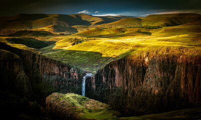 Golden Hour Majesty: Maletsunyane Falls and Grazing Lands in Semonkong, Lesotho