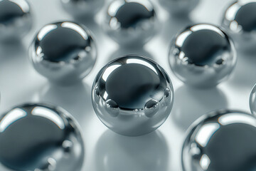 Reflective Spheres in Blue Toned 3D Render