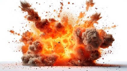 Fiery Bomb explosion with sparks and smoke on the white background AI generated