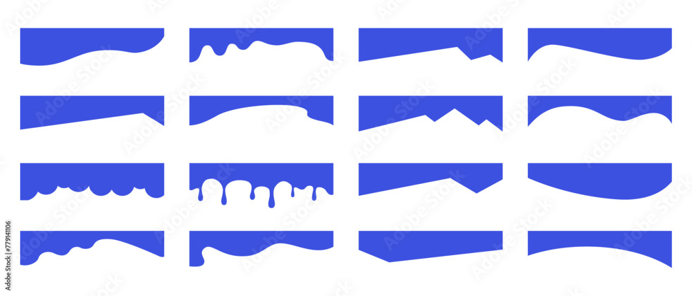 Wall mural set of abstract design blue separator header and border for website and app. divider shapes top and 