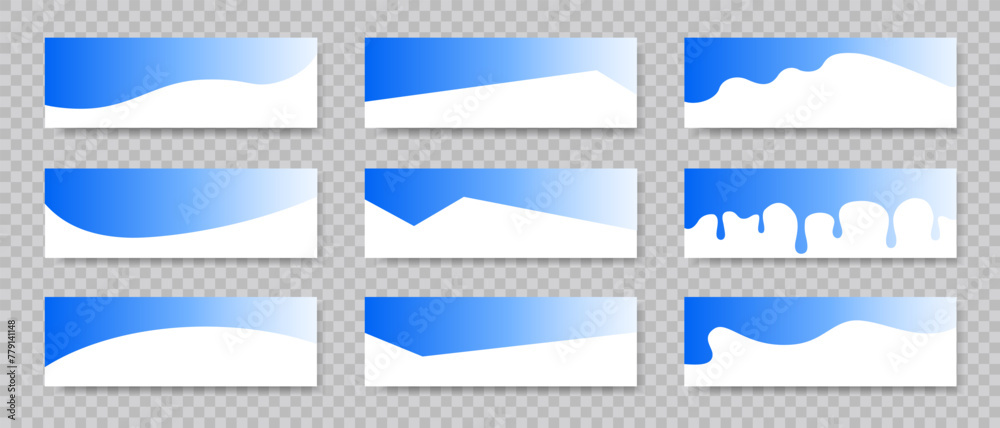 Wall mural set of abstract design blue separator header and border for website and app. divider shapes top and 