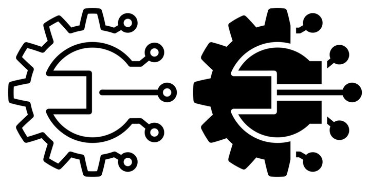ofvs575 OutlineFilledVectorSign ofvs - predictive maintenance technology vector icon . artificial intelligence . isolated transparent . black outline filled version . AI 10 / EPS 10 . g11918