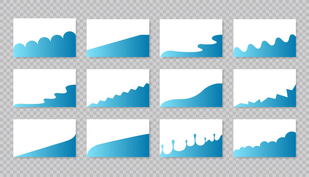 Set of angular abstract design separator header and border for website and app. Divider shapes top and bottom for web page. Different borders for website, banner, app, poster, background