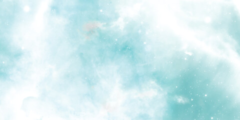 Abstract background with space. Blue and white watercolor background. Background with space stars.