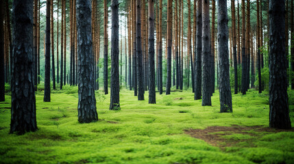 Obraz premium misty morning in the forest.