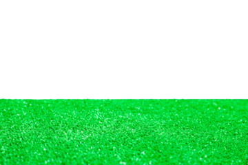 White or transparent empty apace at background over a close-up artificial grass surface.